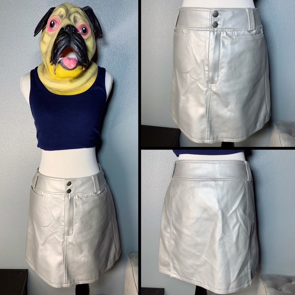 VINTAGE, BB DAKOTA, metallic, faux leather skirt!!